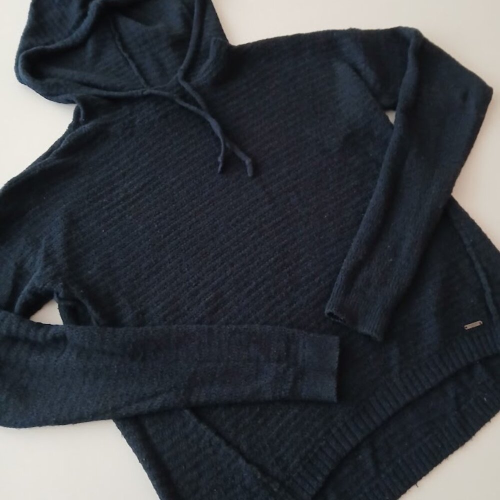 Abercrombie & Fitch Lightweight Cotton Blend Hoody Sweater - S - navy blue